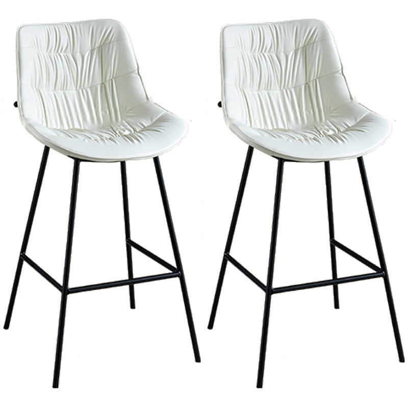 Modern Faux Leather Counter Stool Low Back Bar Stool with Footrest White 2 Piece Set Bar Stool(30"H) Clearhalo 'Bar Furniture' 'Bar Stools' 'bar_stools' 'furn' 'furn_bar_stools' 'Furniture' 'Kitchen & Dining Furniture' 6245352