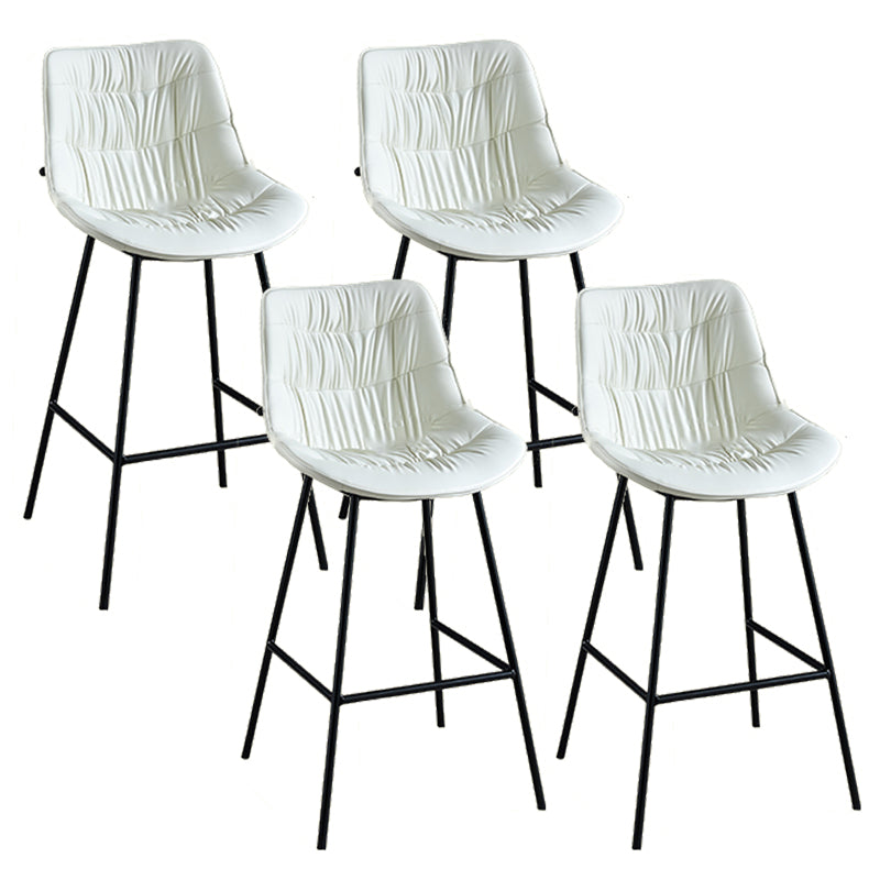 Modern Faux Leather Counter Stool Low Back Bar Stool with Footrest White 4 Piece Set Bar Stool(30"H) Clearhalo 'Bar Furniture' 'Bar Stools' 'bar_stools' 'furn' 'furn_bar_stools' 'Furniture' 'Kitchen & Dining Furniture' 6245353