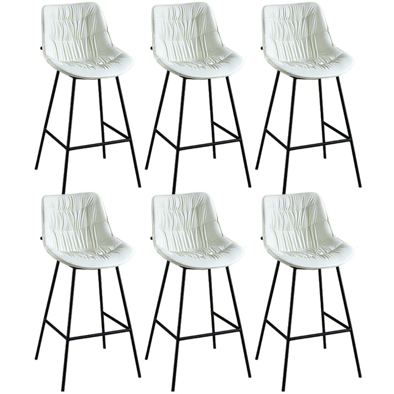 Modern Faux Leather Counter Stool Low Back Bar Stool with Footrest White 6 Piece Set Bar Stool(30"H) Clearhalo 'Bar Furniture' 'Bar Stools' 'bar_stools' 'furn' 'furn_bar_stools' 'Furniture' 'Kitchen & Dining Furniture' 6245354
