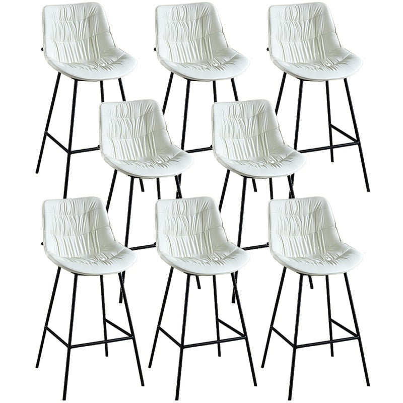 Modern Faux Leather Counter Stool Low Back Bar Stool with Footrest White 8 Piece Set Bar Stool(30"H) Clearhalo 'Bar Furniture' 'Bar Stools' 'bar_stools' 'furn' 'furn_bar_stools' 'Furniture' 'Kitchen & Dining Furniture' 6245355