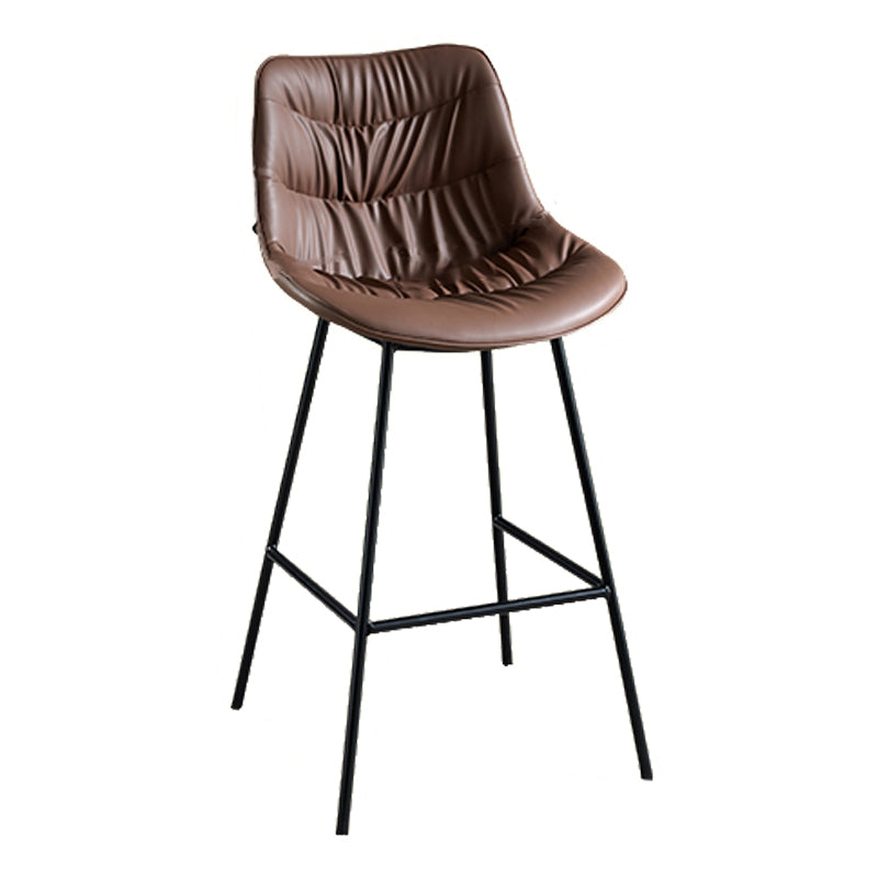 Modern Faux Leather Counter Stool Low Back Bar Stool with Footrest Brown 1 Piece Bar Stool(30"H) Clearhalo 'Bar Furniture' 'Bar Stools' 'bar_stools' 'furn' 'furn_bar_stools' 'Furniture' 'Kitchen & Dining Furniture' 6245356