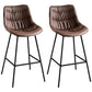 Modern Faux Leather Counter Stool Low Back Bar Stool with Footrest Brown 2 Piece Set Bar Stool(30"H) Clearhalo 'Bar Furniture' 'Bar Stools' 'bar_stools' 'furn' 'furn_bar_stools' 'Furniture' 'Kitchen & Dining Furniture' 6245357