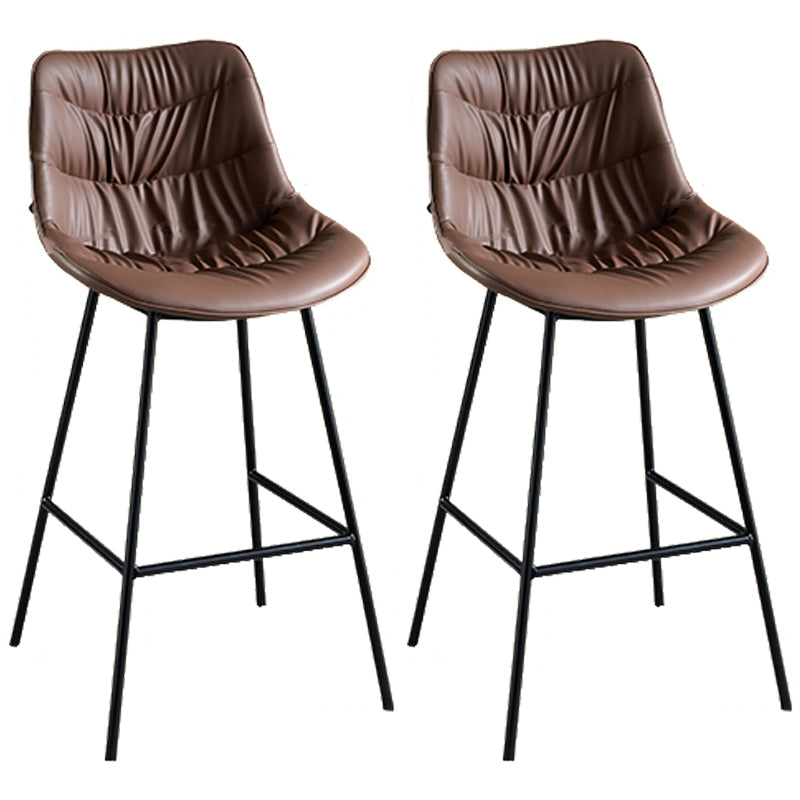 Modern Faux Leather Counter Stool Low Back Bar Stool with Footrest Brown 2 Piece Set Bar Stool(30"H) Clearhalo 'Bar Furniture' 'Bar Stools' 'bar_stools' 'furn' 'furn_bar_stools' 'Furniture' 'Kitchen & Dining Furniture' 6245357