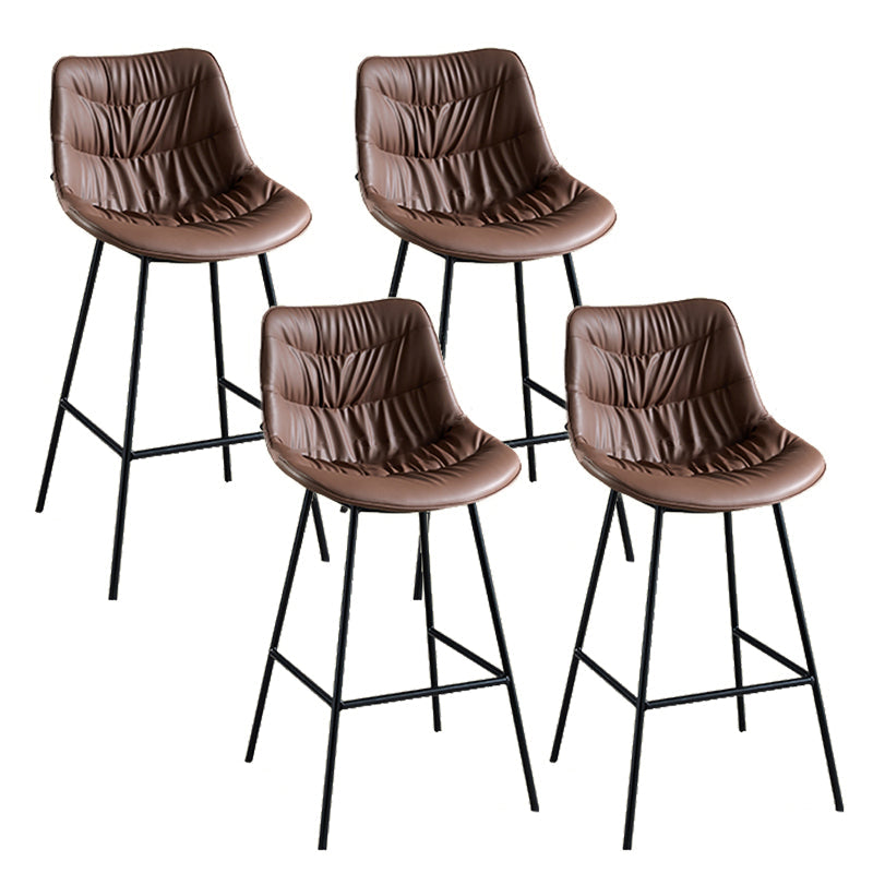 Modern Faux Leather Counter Stool Low Back Bar Stool with Footrest Brown 4 Piece Set Bar Stool(30"H) Clearhalo 'Bar Furniture' 'Bar Stools' 'bar_stools' 'furn' 'furn_bar_stools' 'Furniture' 'Kitchen & Dining Furniture' 6245358
