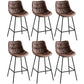 Modern Faux Leather Counter Stool Low Back Bar Stool with Footrest Brown 6 Piece Set Bar Stool(30"H) Clearhalo 'Bar Furniture' 'Bar Stools' 'bar_stools' 'furn' 'furn_bar_stools' 'Furniture' 'Kitchen & Dining Furniture' 6245359