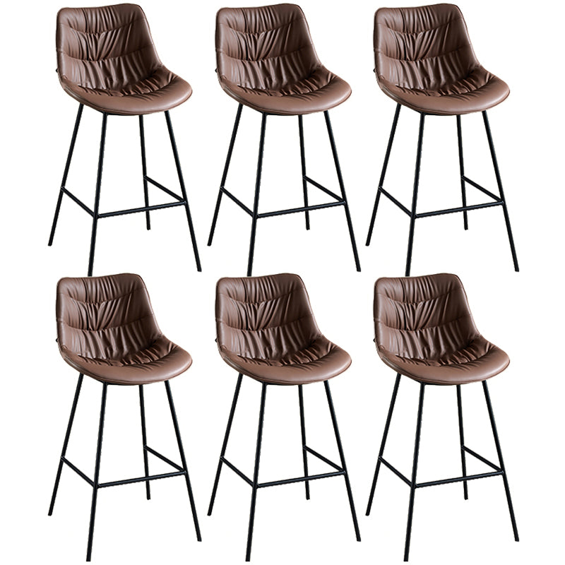 Modern Faux Leather Counter Stool Low Back Bar Stool with Footrest Brown 6 Piece Set Bar Stool(30"H) Clearhalo 'Bar Furniture' 'Bar Stools' 'bar_stools' 'furn' 'furn_bar_stools' 'Furniture' 'Kitchen & Dining Furniture' 6245359