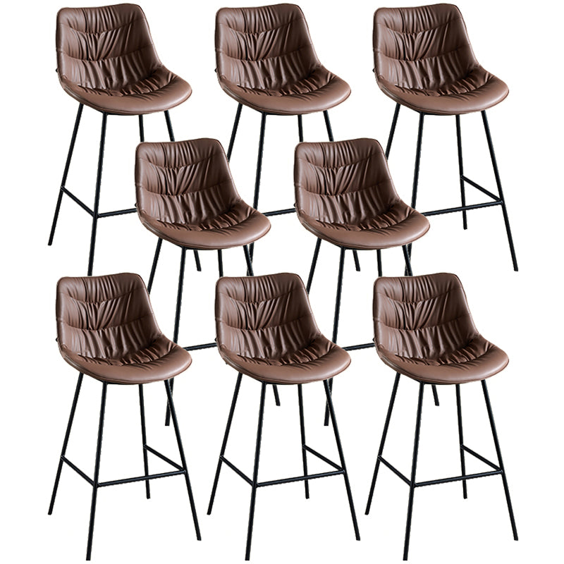 Modern Faux Leather Counter Stool Low Back Bar Stool with Footrest Brown 8 Piece Set Bar Stool(30"H) Clearhalo 'Bar Furniture' 'Bar Stools' 'bar_stools' 'furn' 'furn_bar_stools' 'Furniture' 'Kitchen & Dining Furniture' 6245360