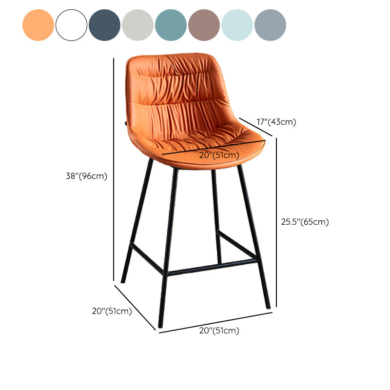 Modern Faux Leather Counter Stool Low Back Bar Stool with Footrest Clearhalo 'Bar Furniture' 'Bar Stools' 'bar_stools' 'furn' 'furn_bar_stools' 'Furniture' 'Kitchen & Dining Furniture' 6245361