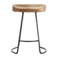 Eigentijdse massief houten tegenkruk, zadelzit, barkruk met voetsteun