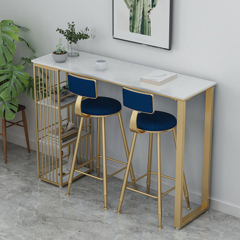 Contemporary Style Velvet Counter Stool Round Low Back Bar Stool with Metal Legs Clearhalo 'Bar Furniture' 'Bar Stools' 'bar_stools' 'furn' 'furn_bar_stools' 'Furniture' 'Kitchen & Dining Furniture' 6245581