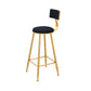 Contemporary Style Velvet Counter Stool Round Low Back Bar Stool with Metal Legs Black 1 Piece Clearhalo 'Bar Furniture' 'Bar Stools' 'bar_stools' 'furn' 'furn_bar_stools' 'Furniture' 'Kitchen & Dining Furniture' 6245582