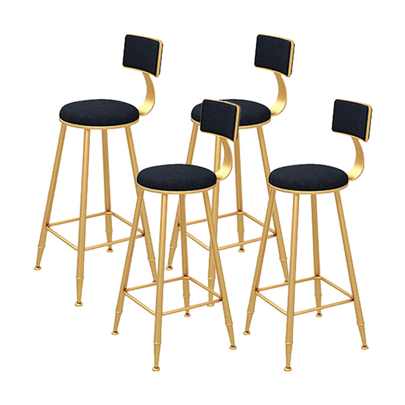 Contemporary Style Velvet Counter Stool Round Low Back Bar Stool with Metal Legs Black 4 Piece Set Clearhalo 'Bar Furniture' 'Bar Stools' 'bar_stools' 'furn' 'furn_bar_stools' 'Furniture' 'Kitchen & Dining Furniture' 6245586