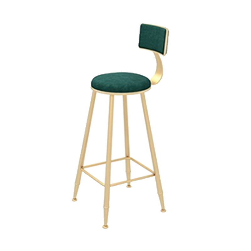 Contemporary Style Velvet Counter Stool Round Low Back Bar Stool with Metal Legs Green 1 Piece Clearhalo 'Bar Furniture' 'Bar Stools' 'bar_stools' 'furn' 'furn_bar_stools' 'Furniture' 'Kitchen & Dining Furniture' 6245592