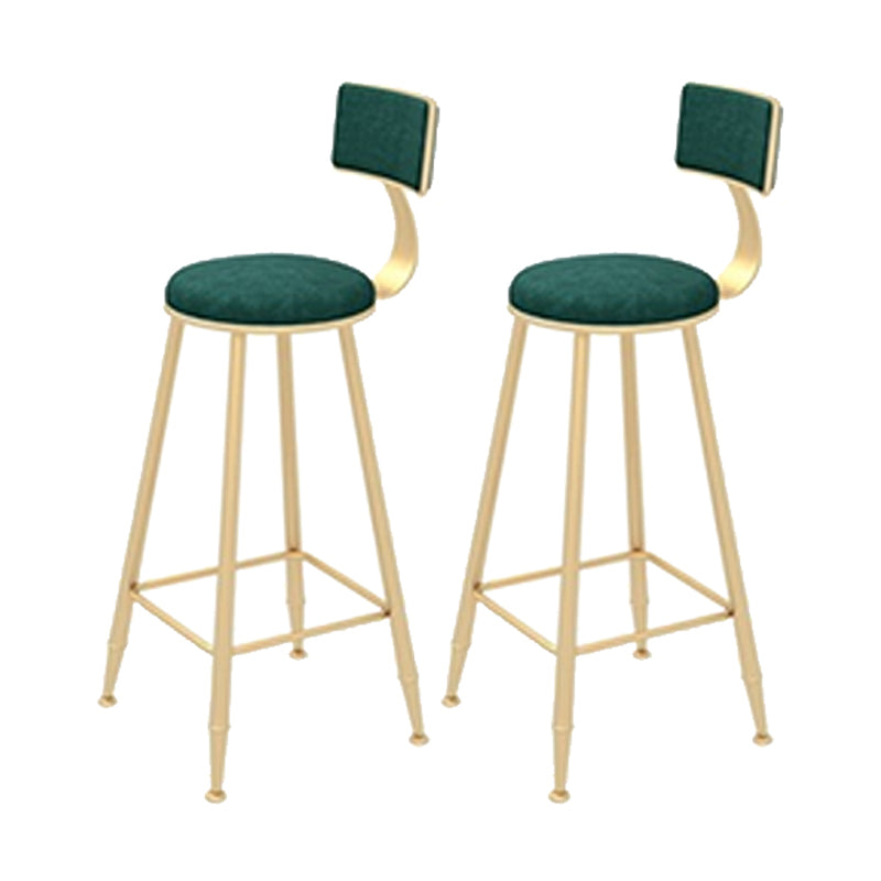 Contemporary Style Velvet Counter Stool Round Low Back Bar Stool with Metal Legs Green 2 Piece Set Clearhalo 'Bar Furniture' 'Bar Stools' 'bar_stools' 'furn' 'furn_bar_stools' 'Furniture' 'Kitchen & Dining Furniture' 6245593