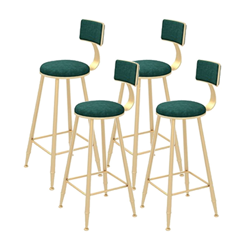 Contemporary Style Velvet Counter Stool Round Low Back Bar Stool with Metal Legs Green 4 Piece Set Clearhalo 'Bar Furniture' 'Bar Stools' 'bar_stools' 'furn' 'furn_bar_stools' 'Furniture' 'Kitchen & Dining Furniture' 6245596