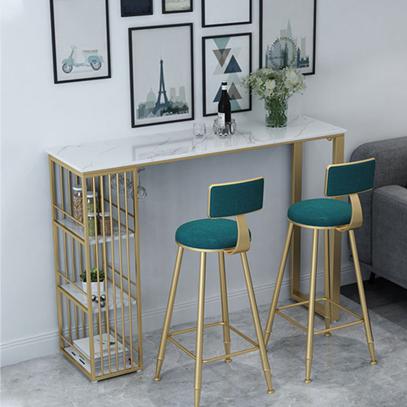 Contemporary Style Velvet Counter Stool Round Low Back Bar Stool with Metal Legs Clearhalo 'Bar Furniture' 'Bar Stools' 'bar_stools' 'furn' 'furn_bar_stools' 'Furniture' 'Kitchen & Dining Furniture' 6245599