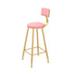 Contemporary Style Velvet Counter Stool Round Low Back Bar Stool with Metal Legs Pink 1 Piece Clearhalo 'Bar Furniture' 'Bar Stools' 'bar_stools' 'furn' 'furn_bar_stools' 'Furniture' 'Kitchen & Dining Furniture' 6245602