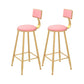 Contemporary Style Velvet Counter Stool Round Low Back Bar Stool with Metal Legs Pink 2 Piece Set Clearhalo 'Bar Furniture' 'Bar Stools' 'bar_stools' 'furn' 'furn_bar_stools' 'Furniture' 'Kitchen & Dining Furniture' 6245603