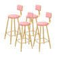 Contemporary Style Velvet Counter Stool Round Low Back Bar Stool with Metal Legs Pink 4 Piece Set Clearhalo 'Bar Furniture' 'Bar Stools' 'bar_stools' 'furn' 'furn_bar_stools' 'Furniture' 'Kitchen & Dining Furniture' 6245604