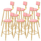 Contemporary Style Velvet Counter Stool Round Low Back Bar Stool with Metal Legs Pink 8 Piece Set Clearhalo 'Bar Furniture' 'Bar Stools' 'bar_stools' 'furn' 'furn_bar_stools' 'Furniture' 'Kitchen & Dining Furniture' 6245606