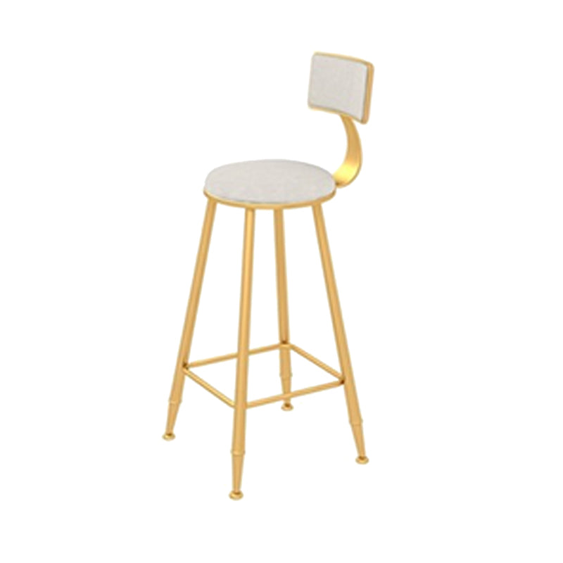 Contemporary Style Velvet Counter Stool Round Low Back Bar Stool with Metal Legs White 1 Piece Clearhalo 'Bar Furniture' 'Bar Stools' 'bar_stools' 'furn' 'furn_bar_stools' 'Furniture' 'Kitchen & Dining Furniture' 6245607