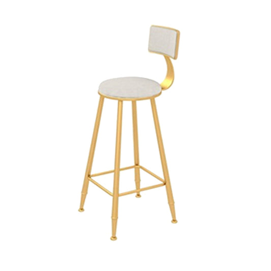 Contemporary Style Velvet Counter Stool Round Low Back Bar Stool with Metal Legs White 1 Piece