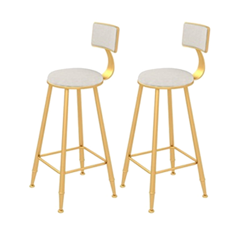 Contemporary Style Velvet Counter Stool Round Low Back Bar Stool with Metal Legs White 2 Piece Set Clearhalo 'Bar Furniture' 'Bar Stools' 'bar_stools' 'furn' 'furn_bar_stools' 'Furniture' 'Kitchen & Dining Furniture' 6245608