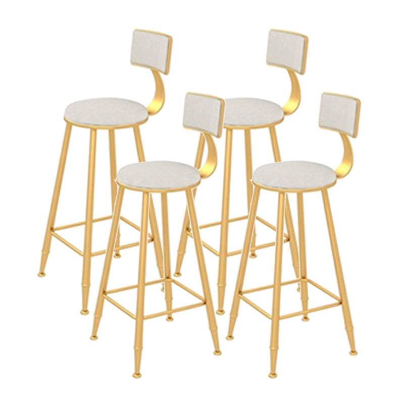Contemporary Style Velvet Counter Stool Round Low Back Bar Stool with Metal Legs White 4 Piece Set Clearhalo 'Bar Furniture' 'Bar Stools' 'bar_stools' 'furn' 'furn_bar_stools' 'Furniture' 'Kitchen & Dining Furniture' 6245609