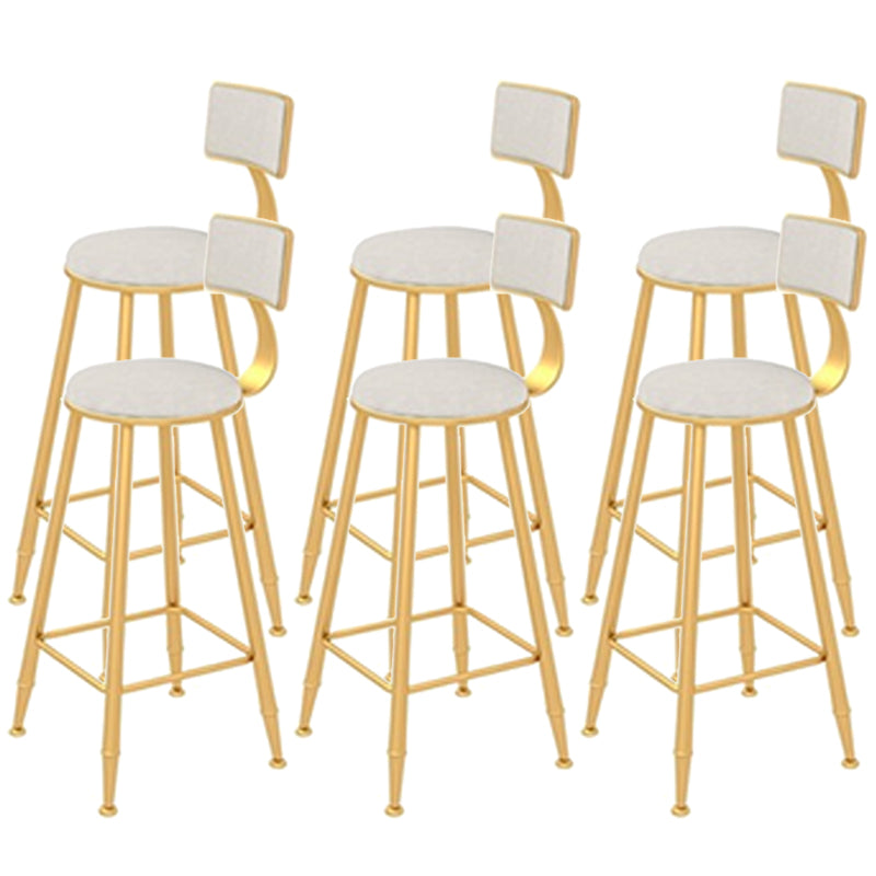 Contemporary Style Velvet Counter Stool Round Low Back Bar Stool with Metal Legs White 6 Piece Set Clearhalo 'Bar Furniture' 'Bar Stools' 'bar_stools' 'furn' 'furn_bar_stools' 'Furniture' 'Kitchen & Dining Furniture' 6245610