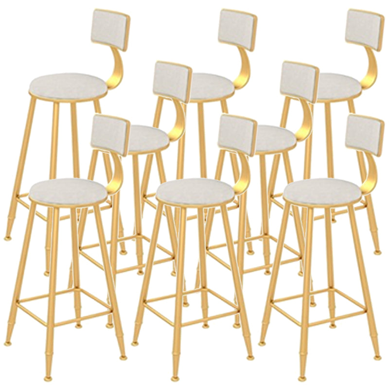 Contemporary Style Velvet Counter Stool Round Low Back Bar Stool with Metal Legs White 8 Piece Set Clearhalo 'Bar Furniture' 'Bar Stools' 'bar_stools' 'furn' 'furn_bar_stools' 'Furniture' 'Kitchen & Dining Furniture' 6245611
