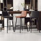 Contemporary Faux Leather Counter Stool Bucket Low Back Stool with Metal Legs