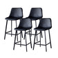 Contemporary Faux Leather Counter Stool Bucket Low Back Stool with Metal Legs