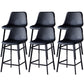 Contemporary Faux Leather Counter Stool Bucket Low Back Stool with Metal Legs