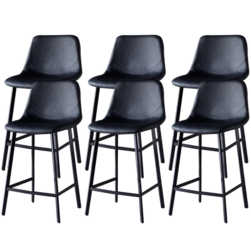 Contemporary Faux Leather Counter Stool Bucket Low Back Stool with Metal Legs