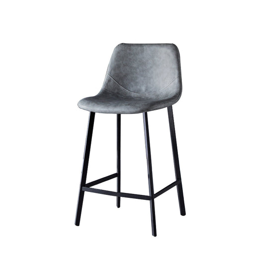 Contemporary Faux Leather Counter Stool Bucket Low Back Stool with Metal Legs Grey 1 Piece Counter Stool(26"H)