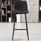 Contemporary Faux Leather Counter Stool Bucket Low Back Stool with Metal Legs