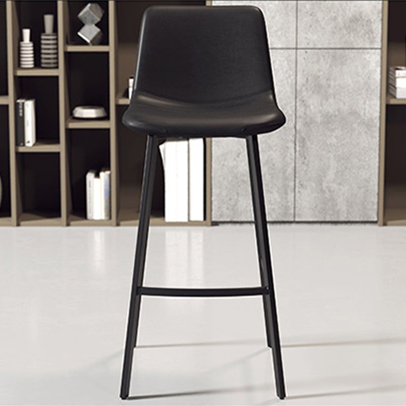 Contemporary Faux Leather Counter Stool Bucket Low Back Stool with Metal Legs