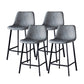 Contemporary Faux Leather Counter Stool Bucket Low Back Stool with Metal Legs