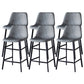 Contemporary Faux Leather Counter Stool Bucket Low Back Stool with Metal Legs