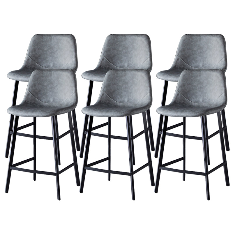 Contemporary Faux Leather Counter Stool Bucket Low Back Stool with Metal Legs