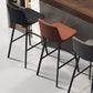 Contemporary Faux Leather Counter Stool Bucket Low Back Stool with Metal Legs