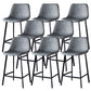 Contemporary Faux Leather Counter Stool Bucket Low Back Stool with Metal Legs