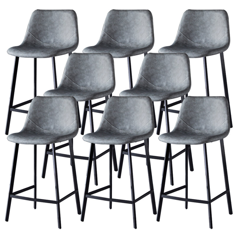 Contemporary Faux Leather Counter Stool Bucket Low Back Stool with Metal Legs