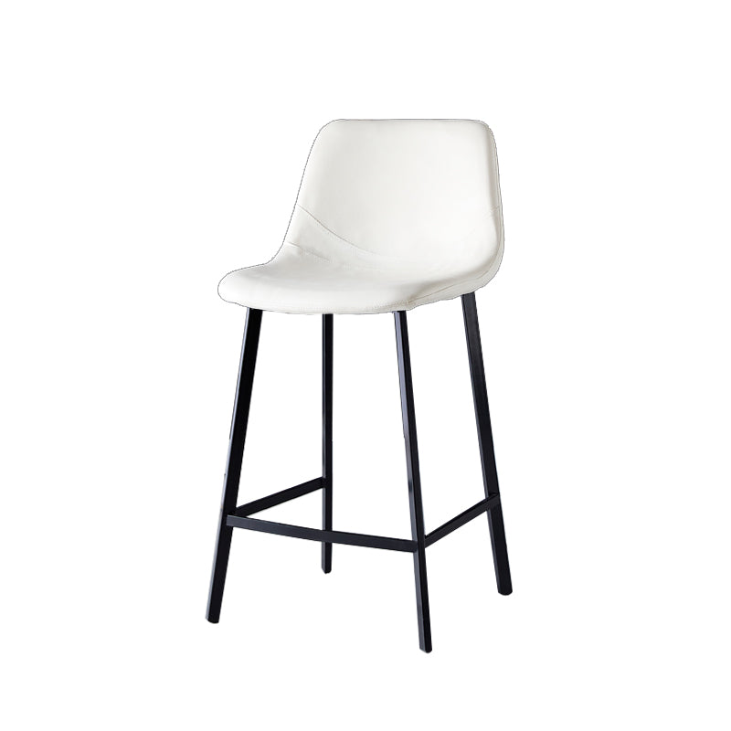 Contemporary Faux Leather Counter Stool Bucket Low Back Stool with Metal Legs