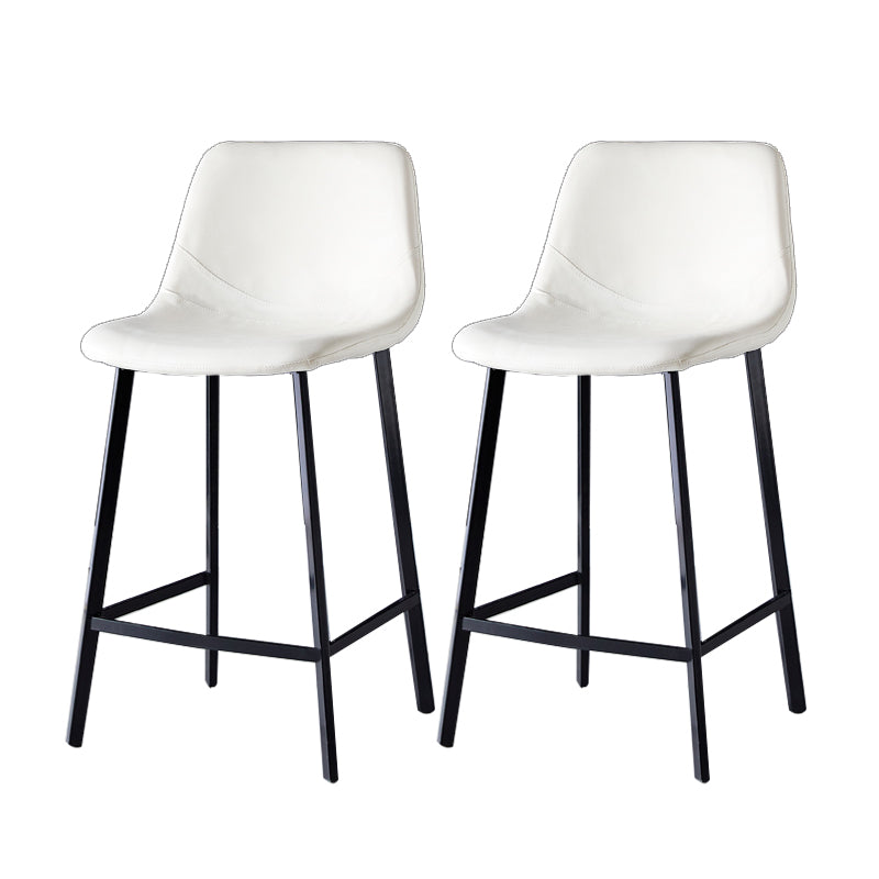 Contemporary Faux Leather Counter Stool Bucket Low Back Stool with Metal Legs