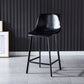 Contemporary Faux Leather Counter Stool Bucket Low Back Stool with Metal Legs