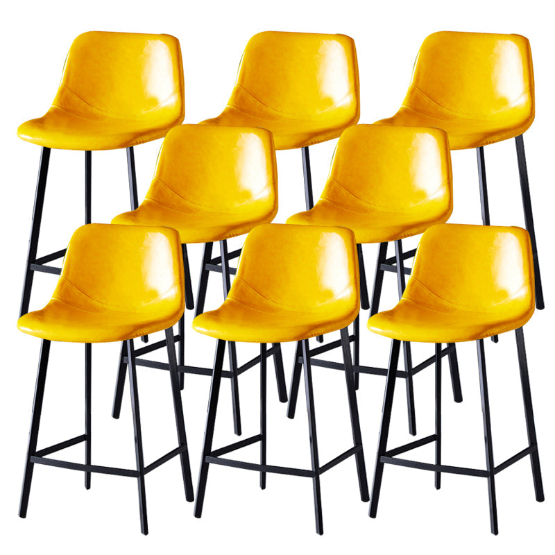 Contemporary Faux Leather Counter Stool Bucket Low Back Stool with Metal Legs