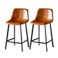 Contemporary Faux Leather Counter Stool Bucket Low Back Stool with Metal Legs