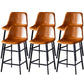 Contemporary Faux Leather Counter Stool Bucket Low Back Stool with Metal Legs