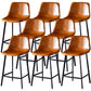 Contemporary Faux Leather Counter Stool Bucket Low Back Stool with Metal Legs